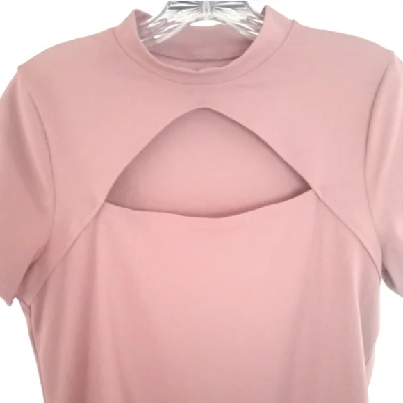 Abercrombie & Fitch Cut Out Keyhole Bodysuit Sz L Blush Pink A&F - Picture 3 of 5